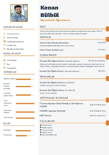 Öğretmen Cv Örnekleri cv indir